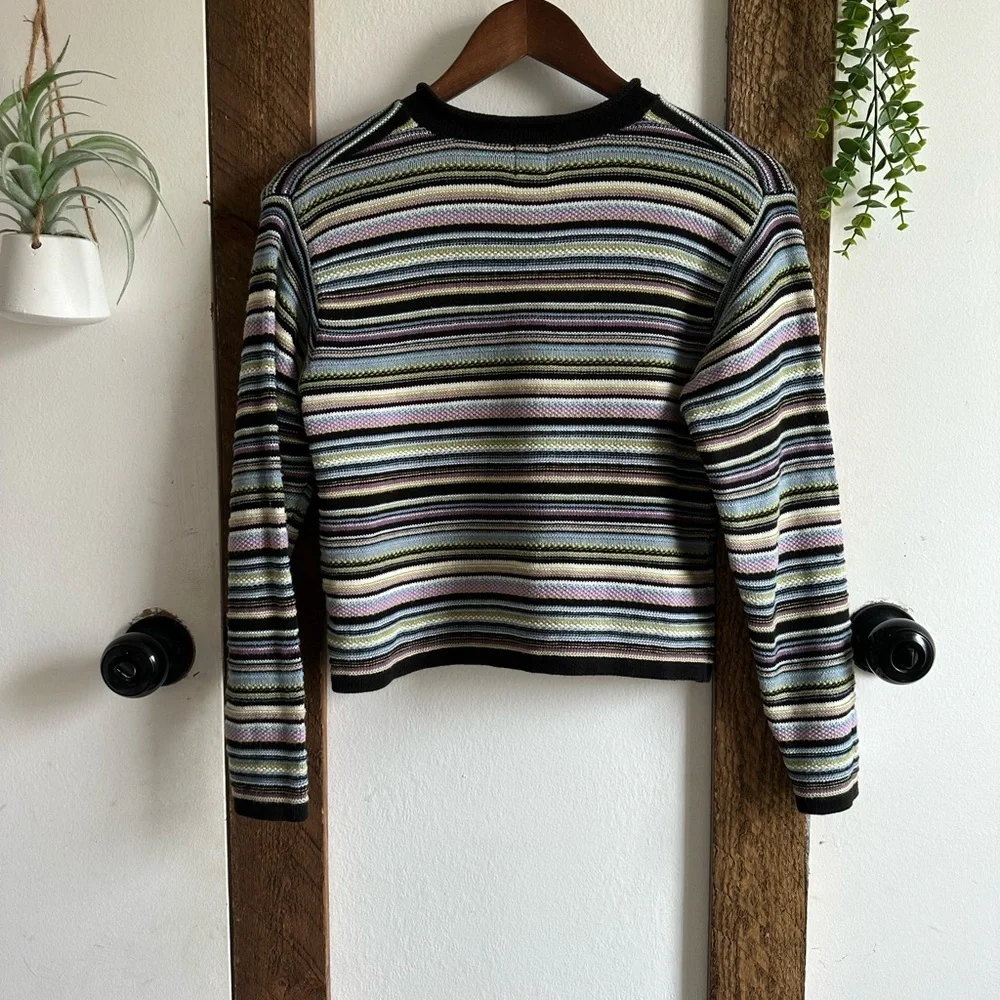 Vintage 90s GAP Girls Striped Heavy Cotton Sweater Size Medium